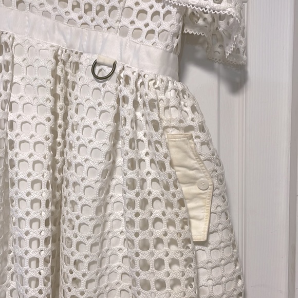 self-portrait Lace Frill Asymmetric Cold shoulder Midi Dress uk size 6 $995 - Picture 11 of 11